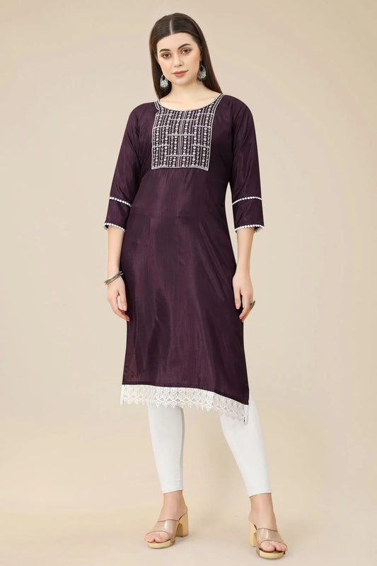 Wine Colour Soft Silk Kurti KR1111018