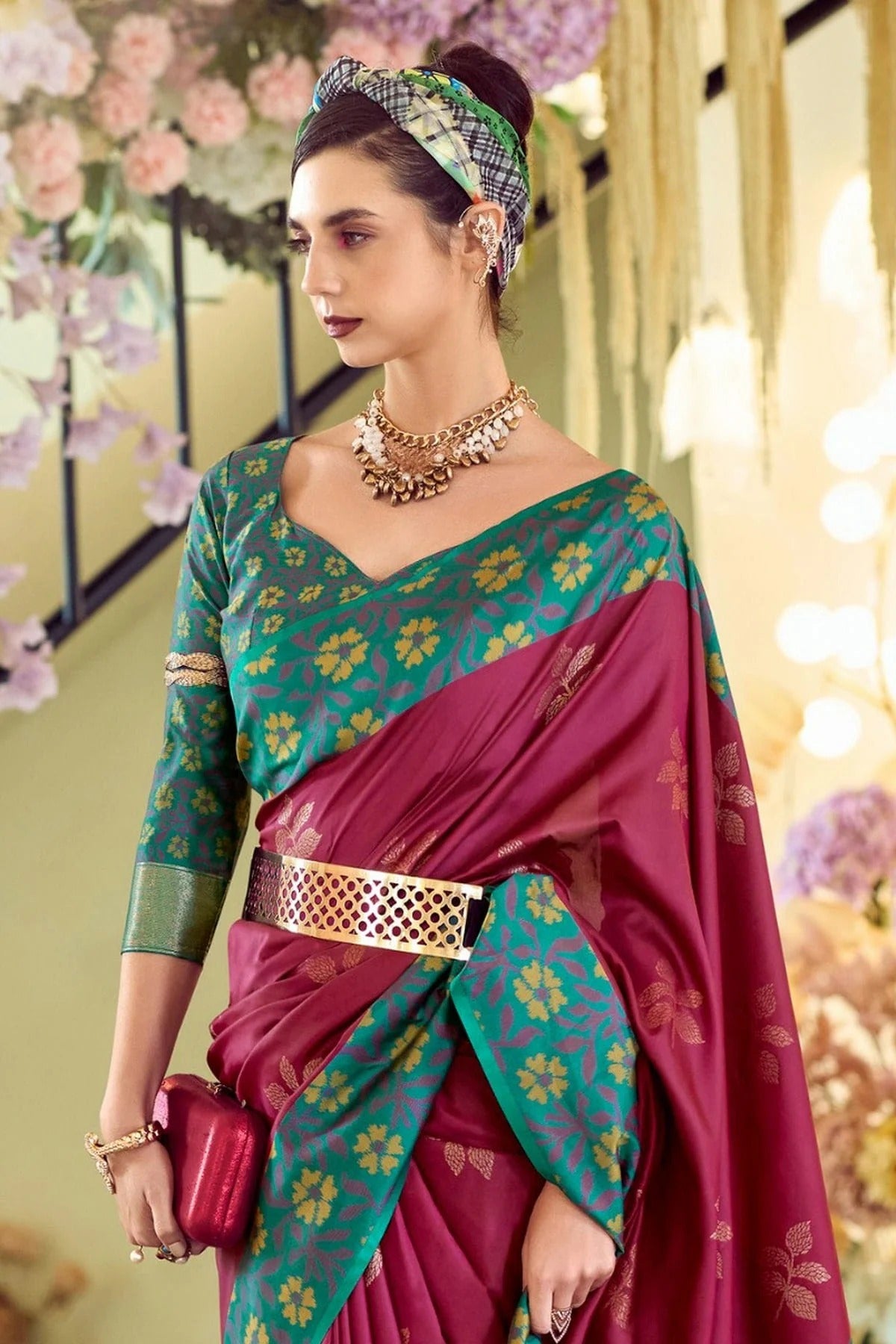 Wine Colour Soft Silk Traditional Saree SD1290246 A