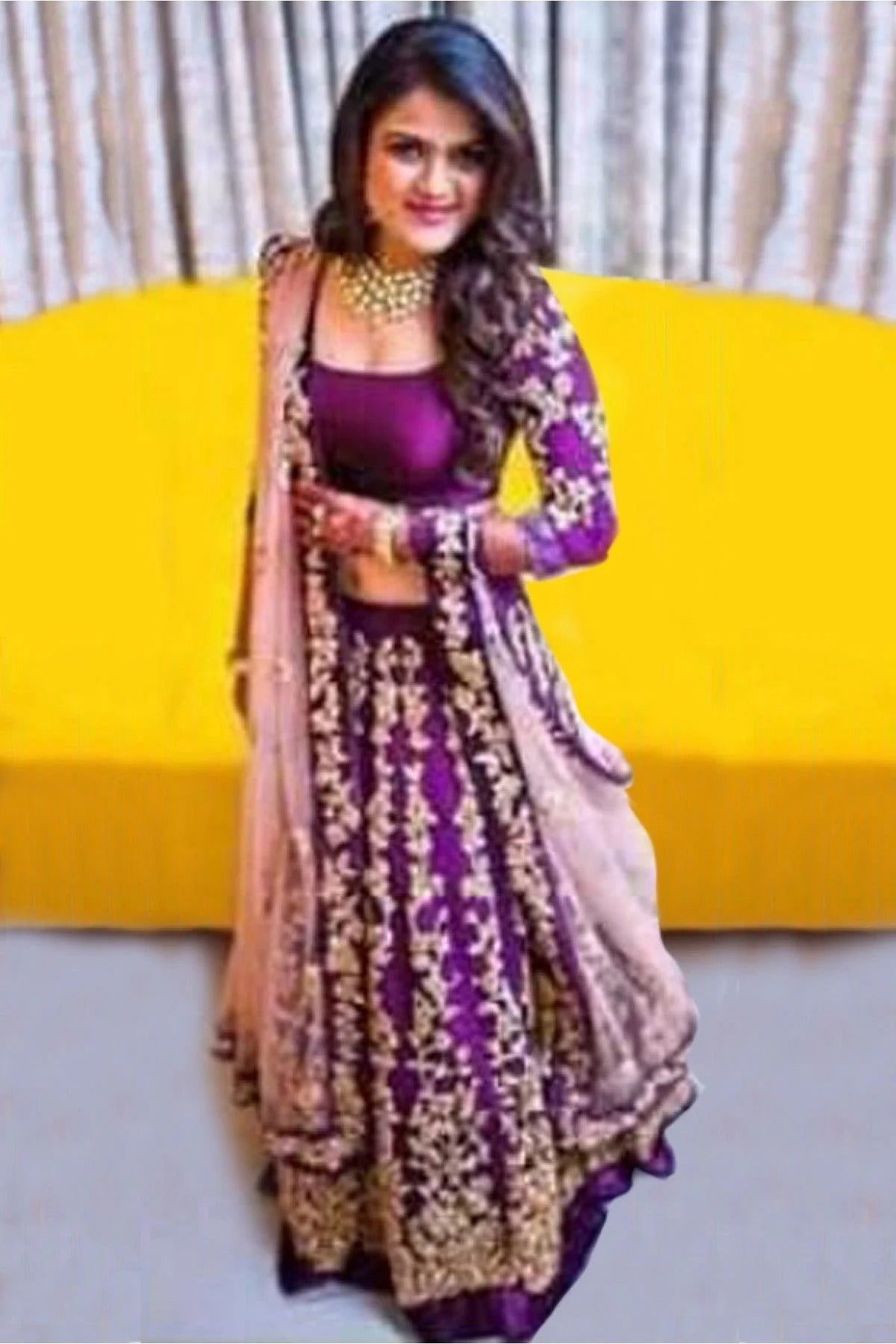 Wine Colour Taffeta Silk Lehenga Choli LC1020009