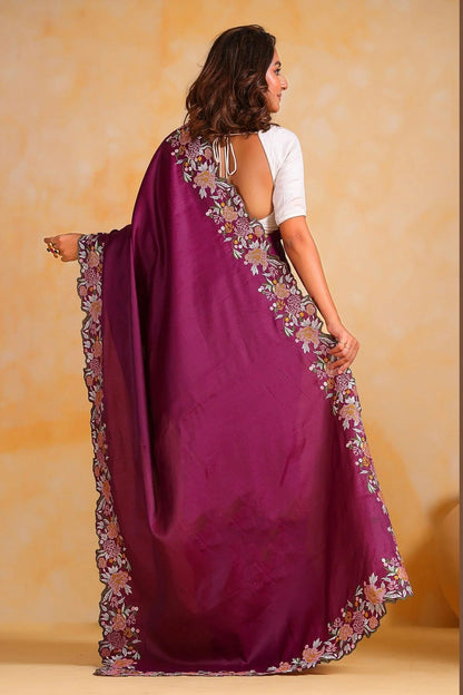 Wine Colour Tussar Silk Saree SD1110512 A