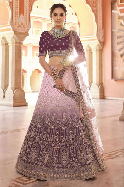 Wine Colour Velvet Hand Work Lehenga Choli LC1080148