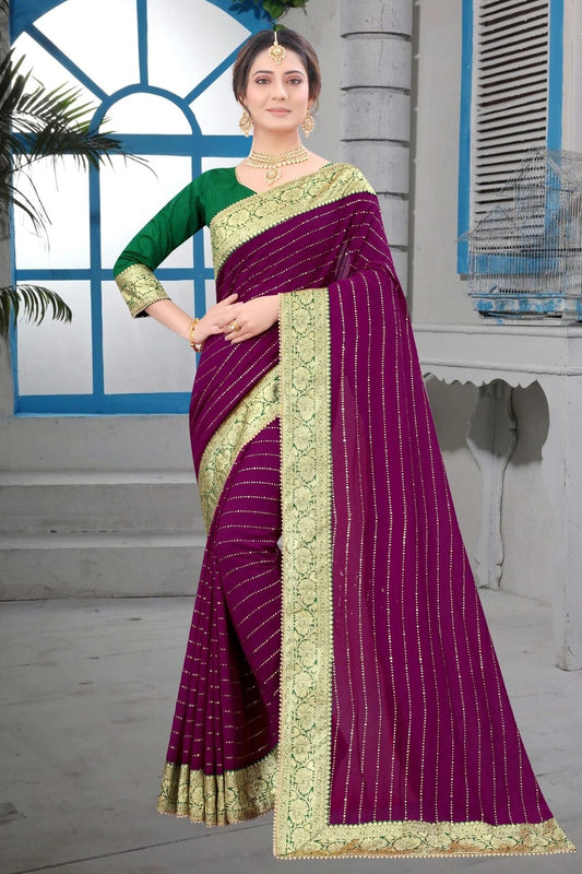 Wine Colour Vichitra Silk Designer Saree LC1121462