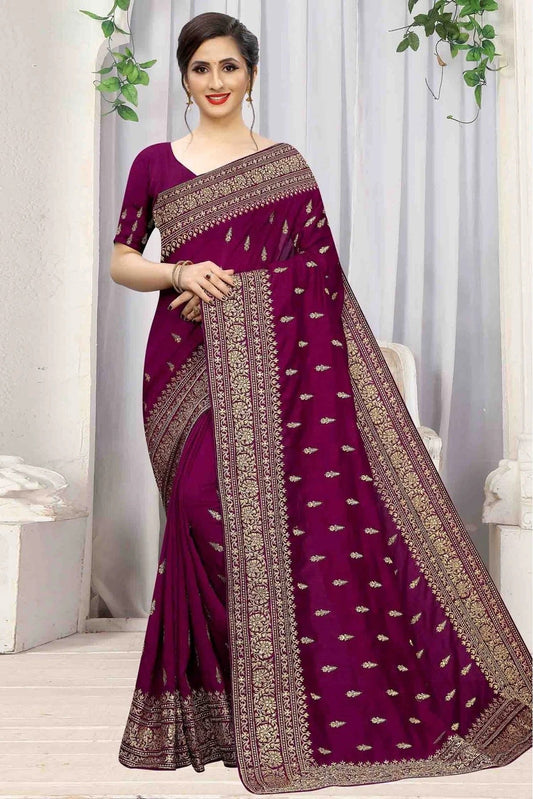 Wine Colour Vichitra Silk Designer Saree SD1090068
