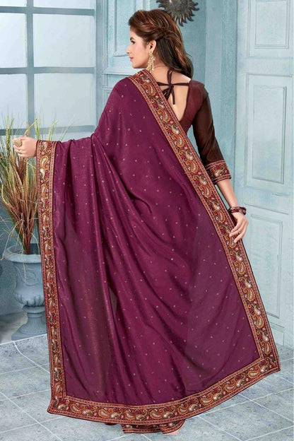 Wine Colour Vichitra Silk Designer Saree SD1120528 A