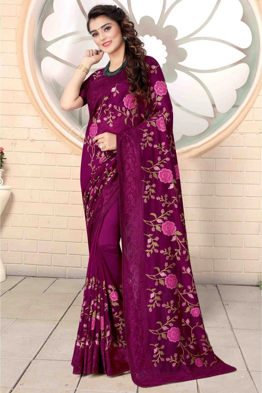 Wine Colour Vichitra Silk Designer Saree SD1120720