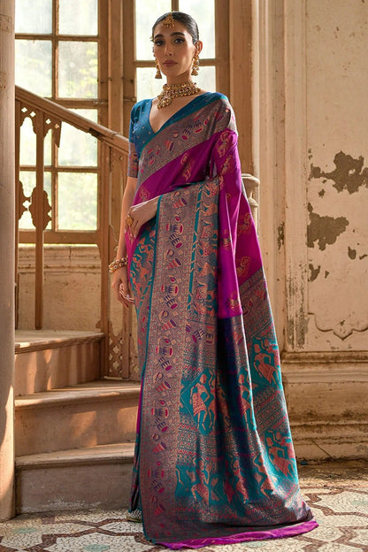 Wine Colour Woven Work Banarasi Silk Saree SD1260012 A