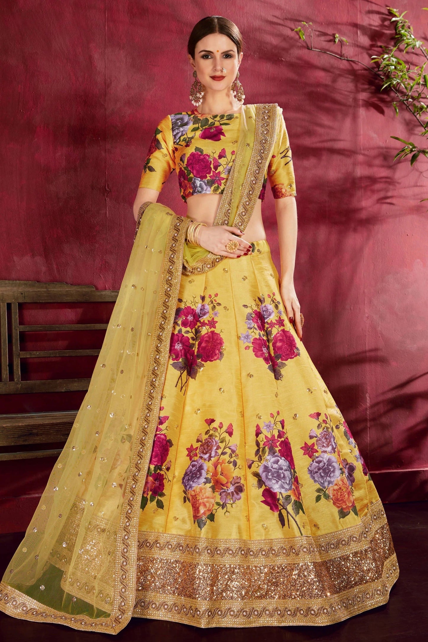 Yellow Banglori Silk Designer Lehenga Choli LC1010141