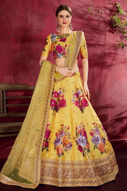 Yellow Banglori Silk Designer Lehenga Choli LC1010141