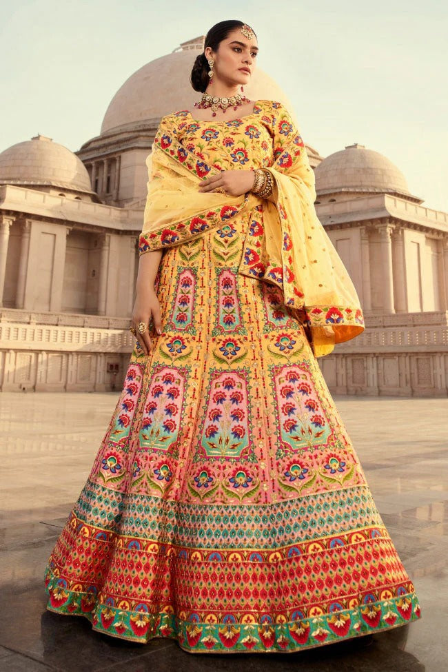 Yellow Colour Art Silk Embroidery Lehenga Choli LC1150124 A