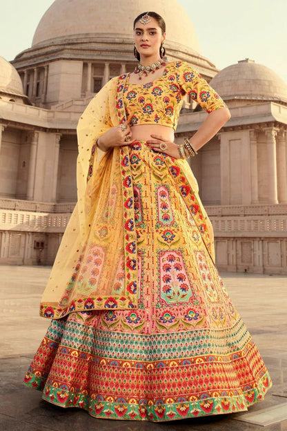 Yellow Colour Art Silk Embroidery Lehenga Choli LC1150124