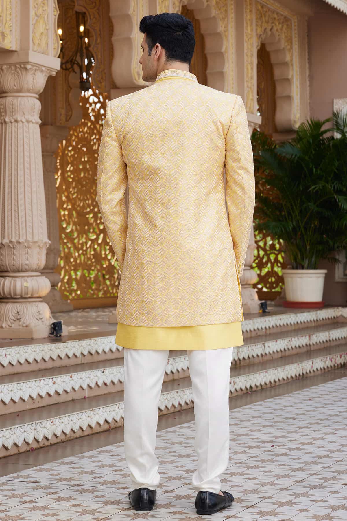 Yellow Colour Art Silk Embroidery Work 3 Pcs Indo Western