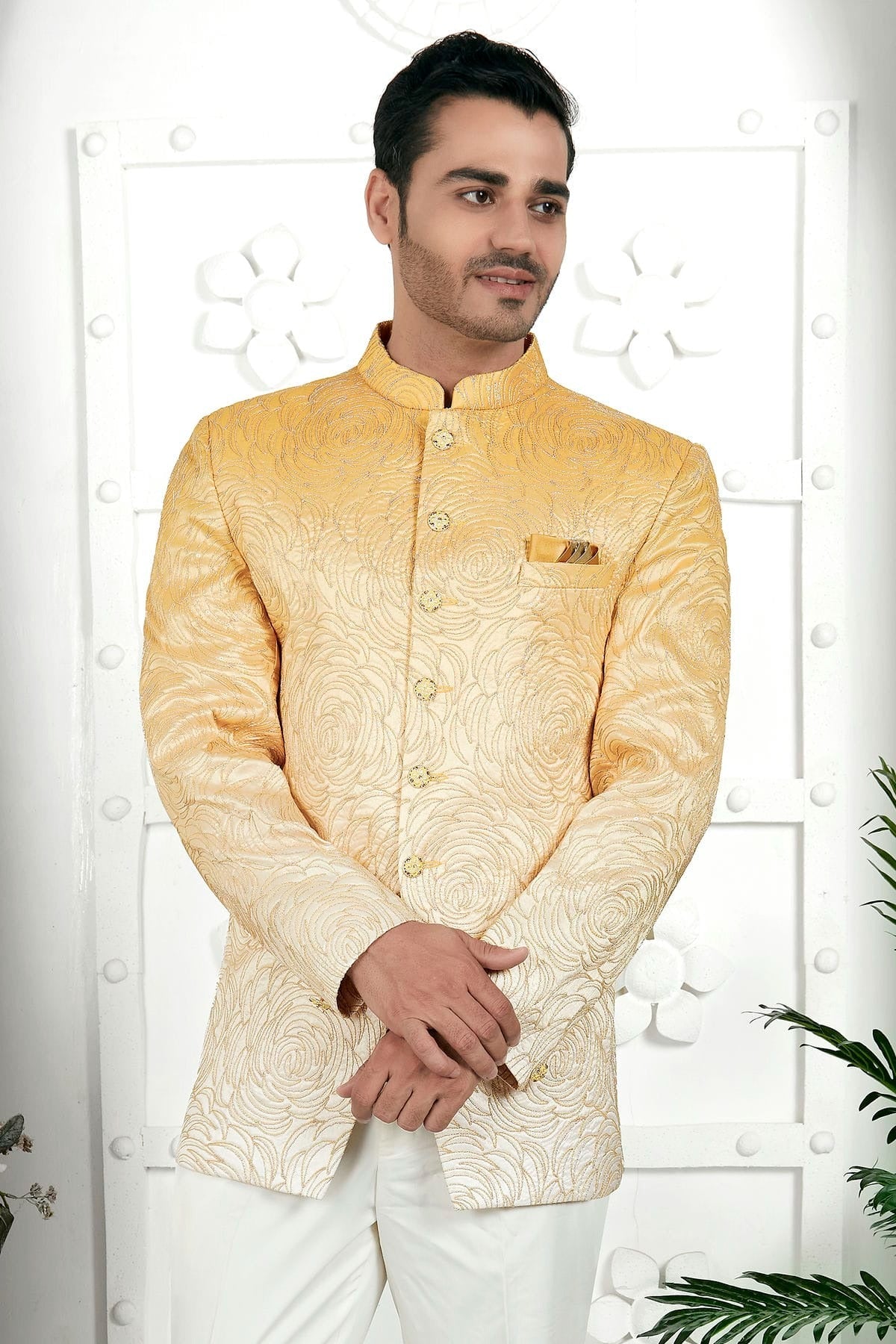 Yellow Colour Art Silk Jodhpuri Jacket JP1230110 A