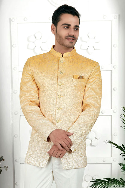 Yellow Colour Art Silk Jodhpuri Jacket JP1230110 A