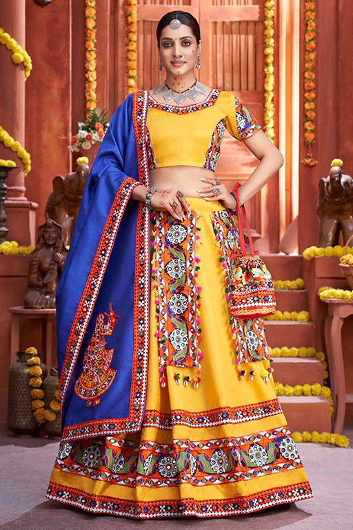 Yellow Colour Art Silk Navratri Lehenga Choli LC1240071