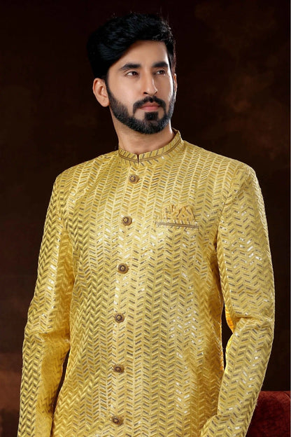 Yellow Colour Art Silk Sherwani SH1040361 A