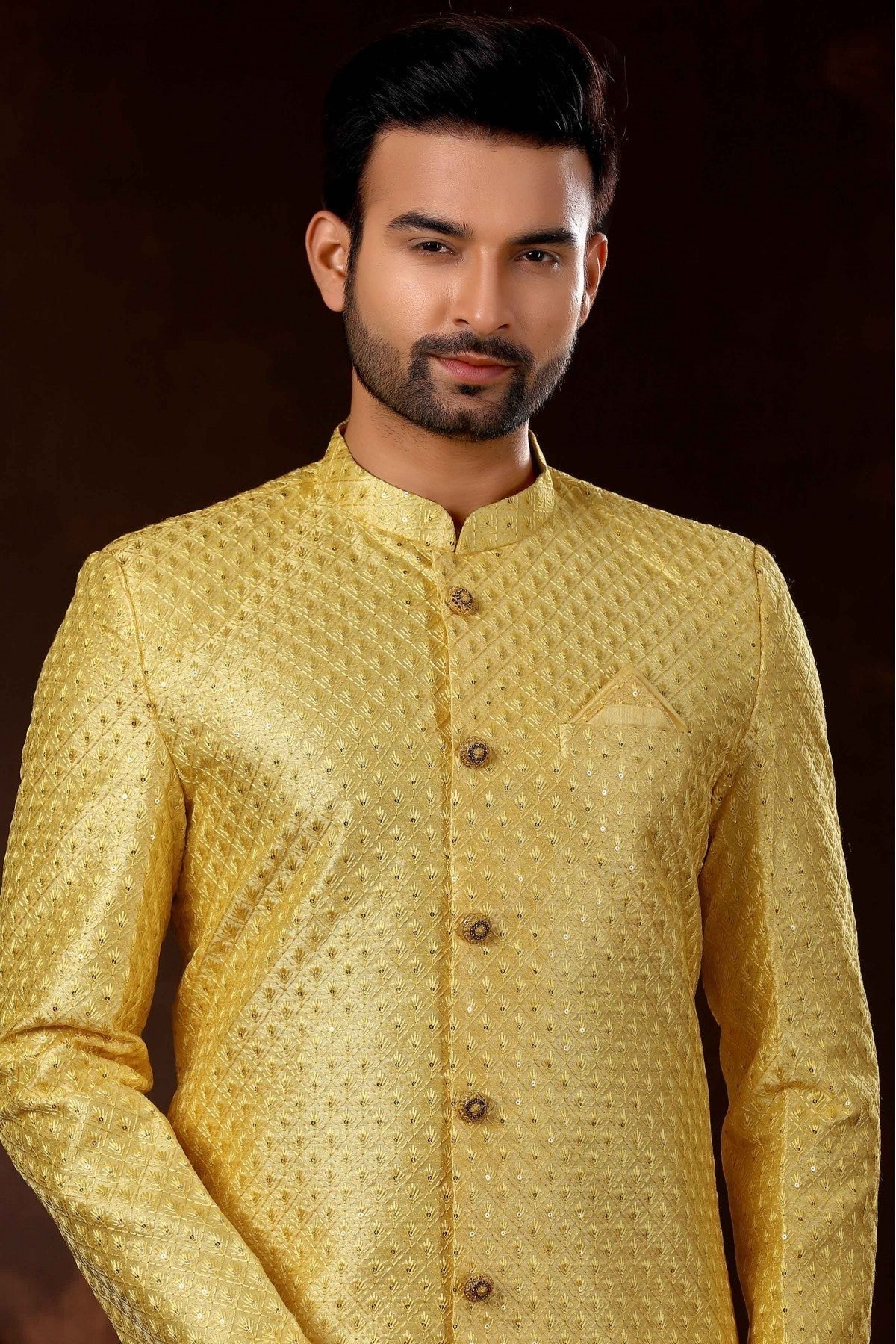 Yellow Colour Art Silk Sherwani SH1040366 A