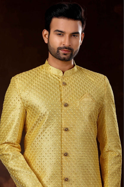 Yellow Colour Art Silk Sherwani SH1040366 A