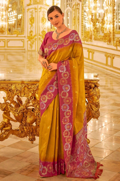 Yellow Colour Banarasi Silk Saree SD1110347