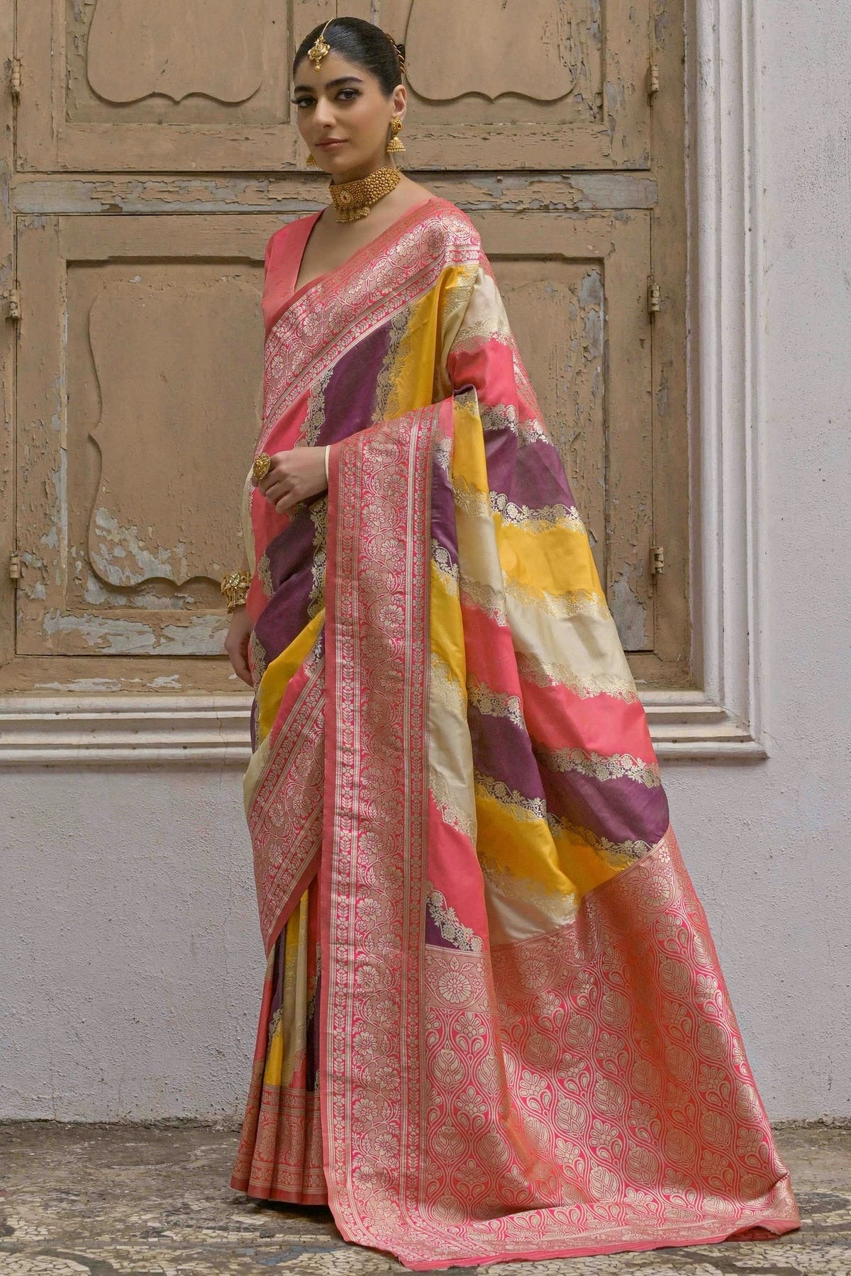 Yellow Colour Banarasi Silk Traditional Saree SD1260044 A