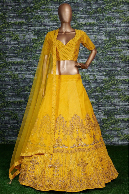 Yellow Colour Banglory Silk Lehenga Choli LC1010043 B