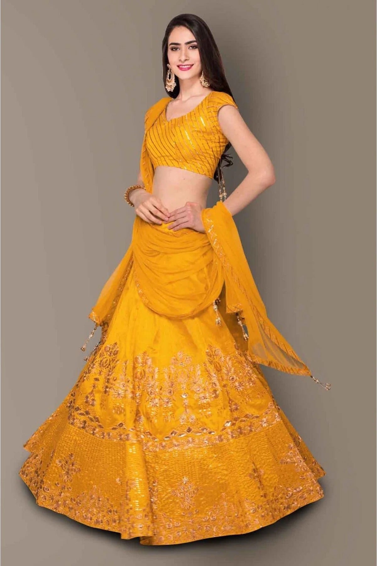 Yellow Colour Banglory Silk Lehenga Choli LC1010043