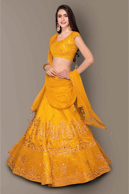 Yellow Colour Banglory Silk Lehenga Choli LC1010043
