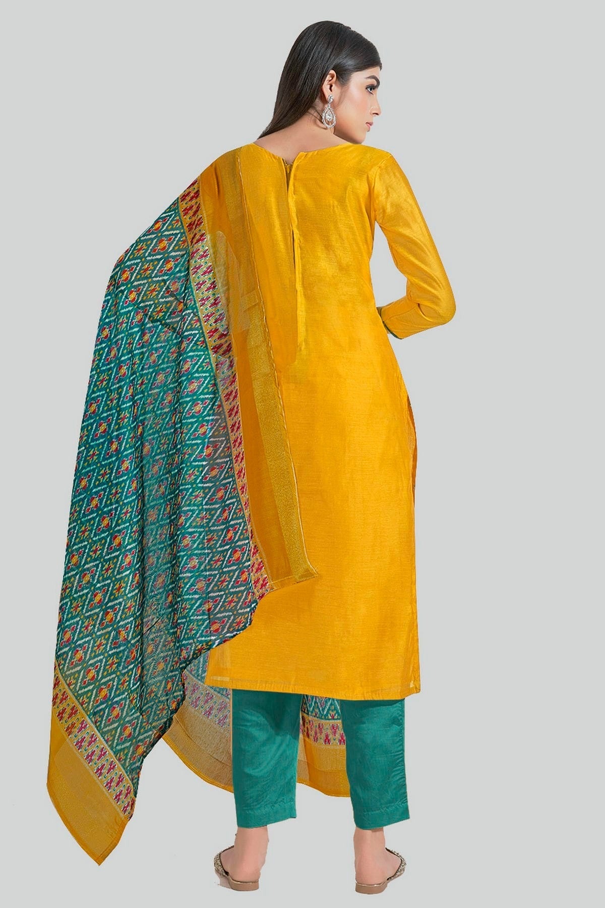 Yellow Colour Chanderi Silk Pant Style Suit SM1110608 A