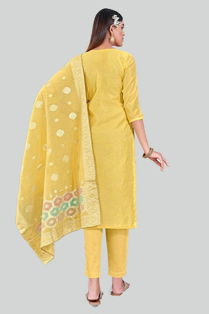 Yellow Colour Chanderi Silk Pant Style Suit SM1110615 A
