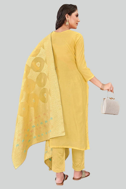 Yellow Colour Chanderi Silk Pant Style Suit SM1110620 A
