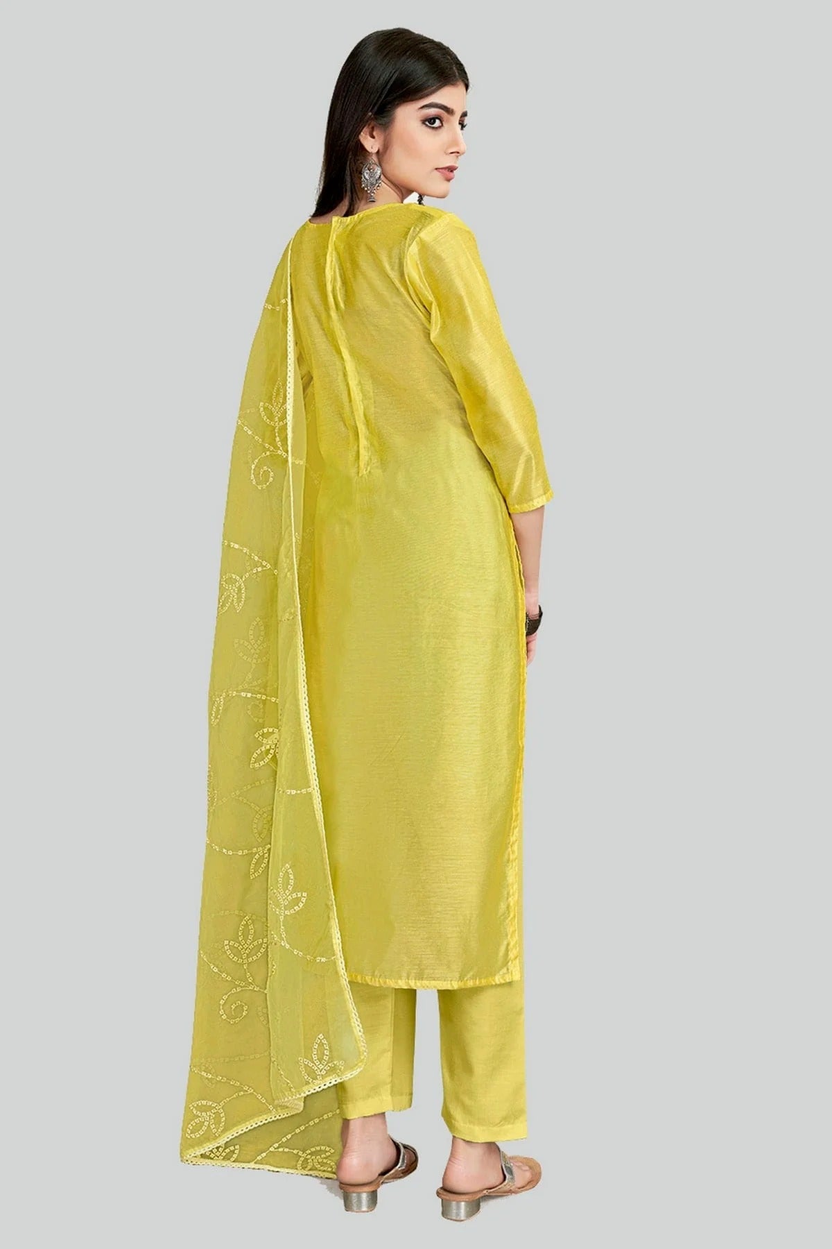 Yellow Colour Chanderi Silk Pant Style Suit SM1110637 A