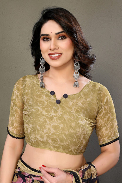 Yellow Colour Chiffon Printed Saree