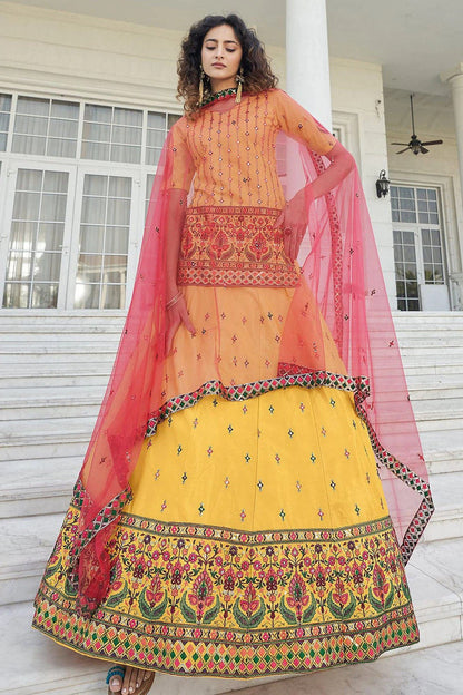 Yellow Colour Chinon Chiffon Embroidery Lehenga Suit SM1150214 B
