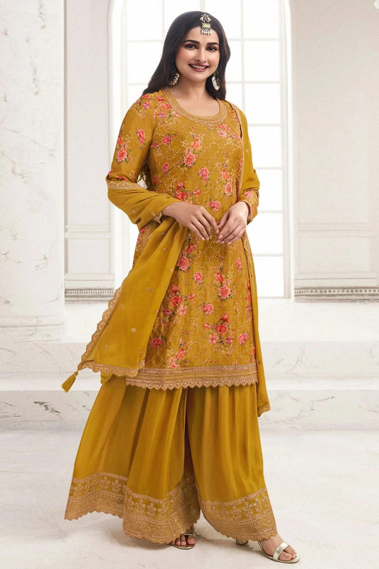 Yellow Colour Chinon Sharara Suit SM1110674