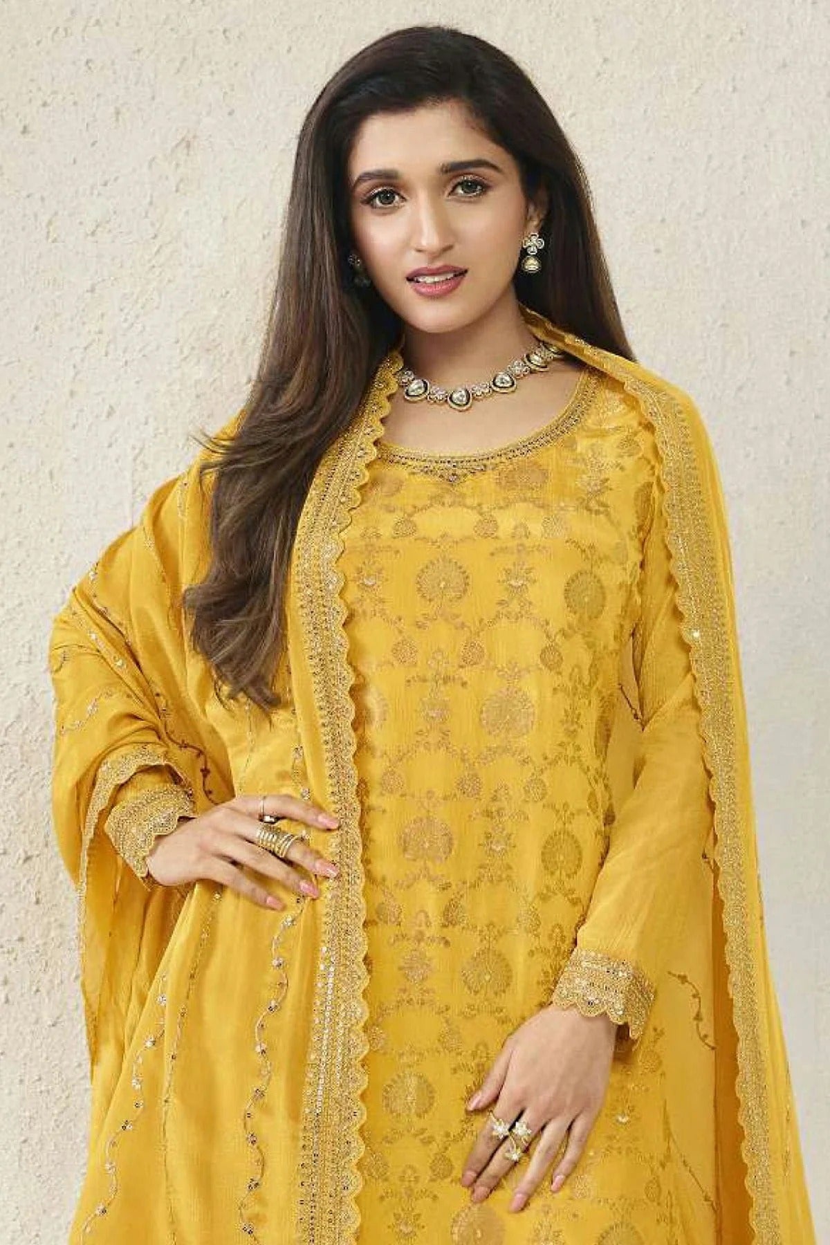 Yellow Colour Chinon Sharara Suit SM1110699 A