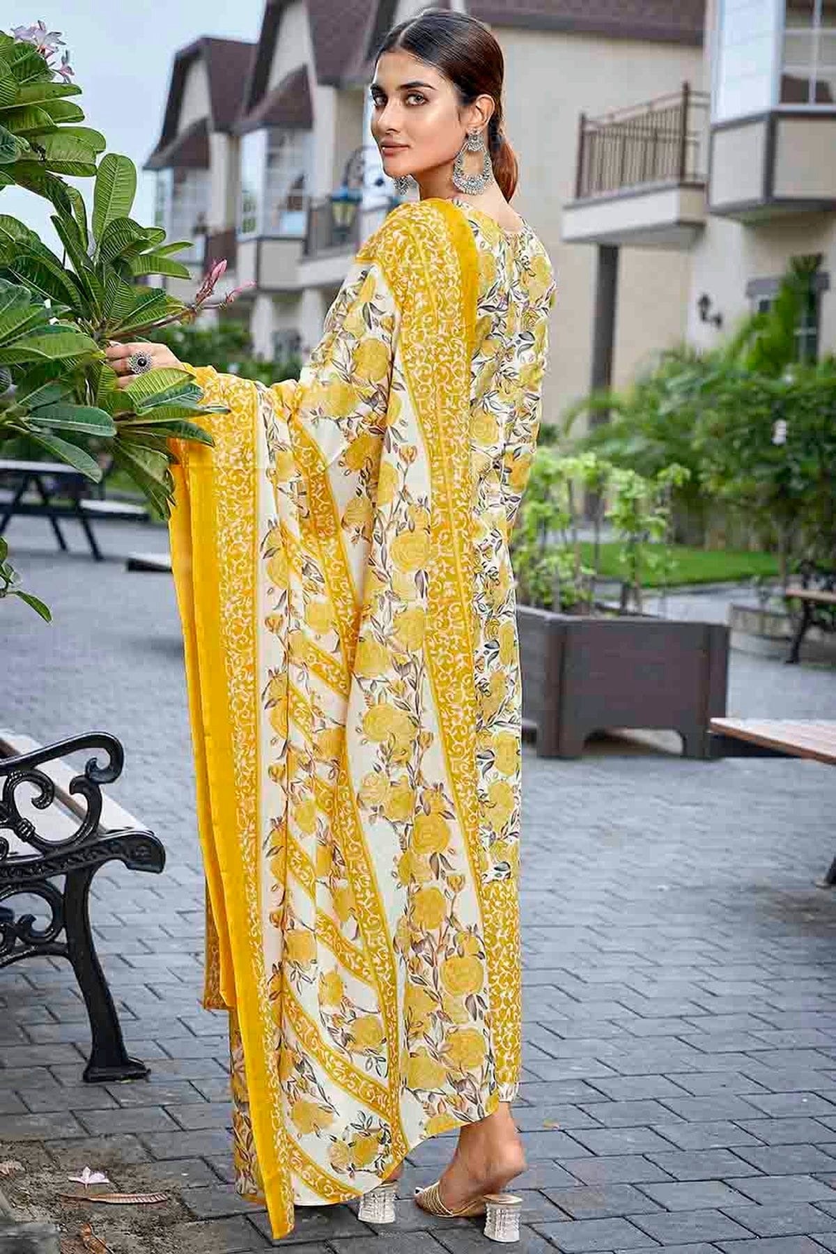 Yellow Colour Cotton Blend Stitched Suit SS1112978 A