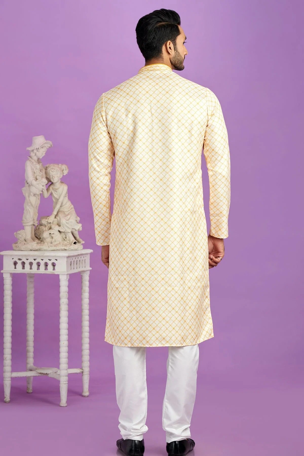 Yellow Colour Cotton Pintex Work Kurta Pajama KP1230184 B