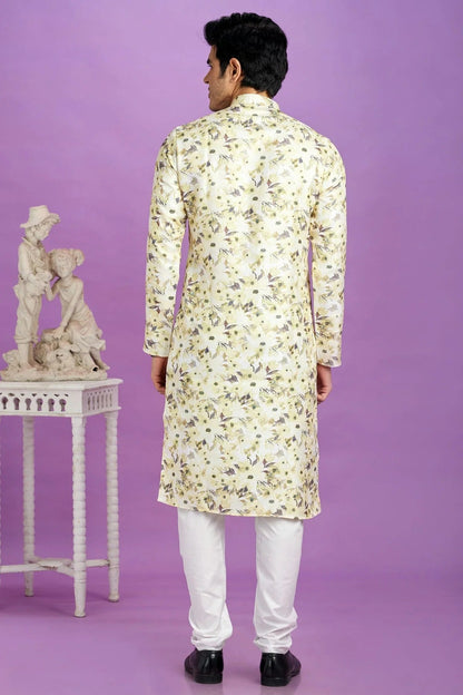 Yellow Colour Cotton Pintex Work Kurta Pajama KP1230196 B