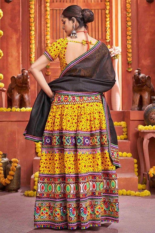 Yellow Colour Cotton Silk Navratri Lehenga Choli LC1240075 A