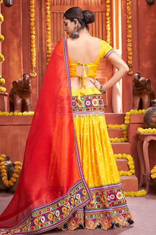 Yellow Colour Cotton Silk Navratri Lehenga Choli LC1240077 A