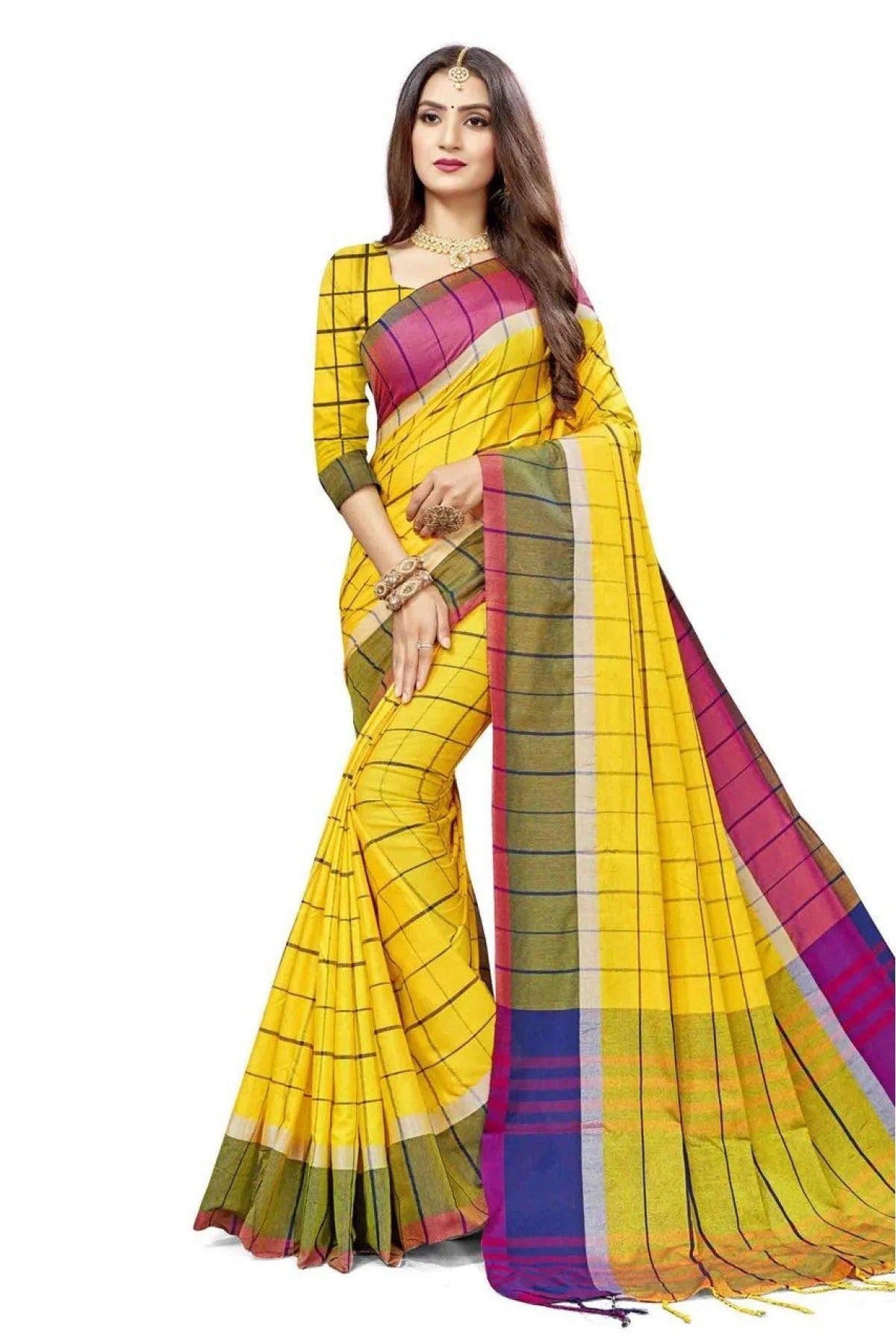Yellow Colour Cotton Silk Printed Saree SD1100860