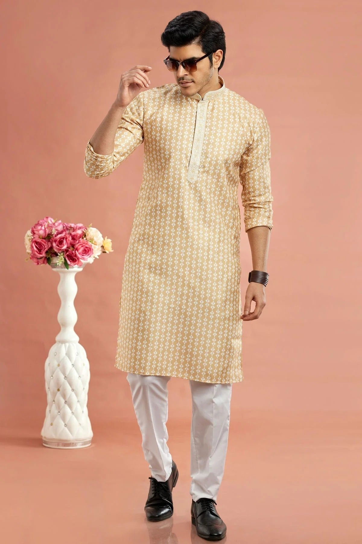 Yellow Colour Cotton Thread Work Kurta Pajama KP1230170 A