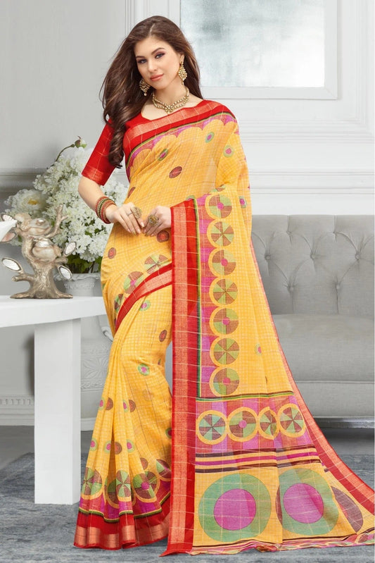Yellow Colour Cotton Traditional Saree SD1100745