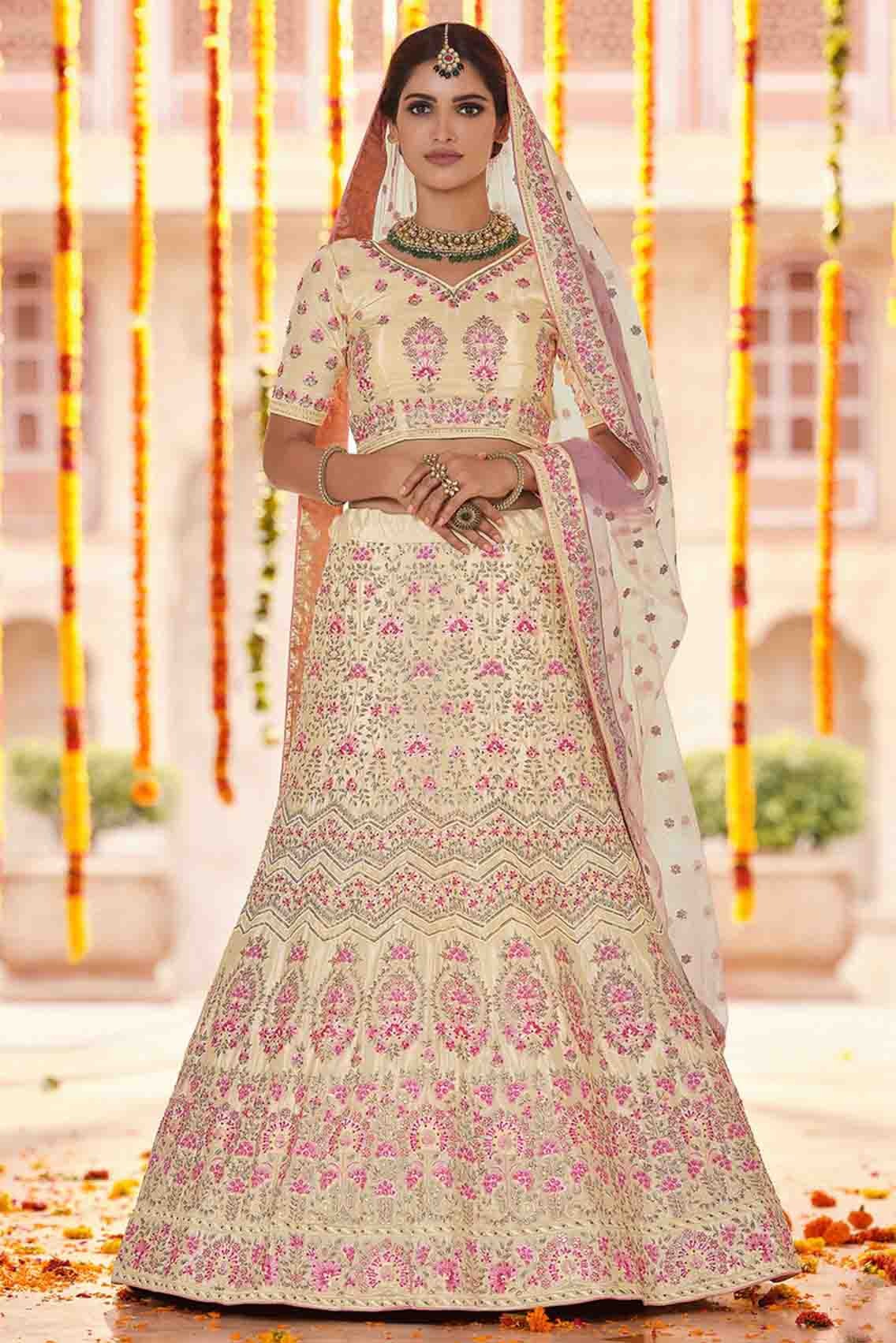 Yellow Colour Crepe Thread Work Lehenga Choli LC1080335
