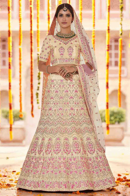 Yellow Colour Crepe Thread Work Lehenga Choli LC1080335