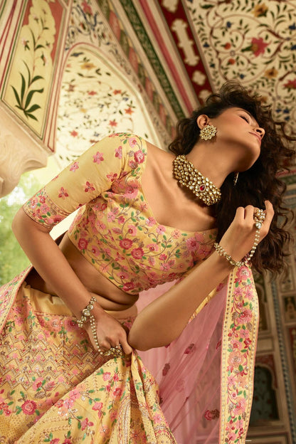 Yellow Colour Embroidery Art Silk Lehenga Choli LD1080800 A
