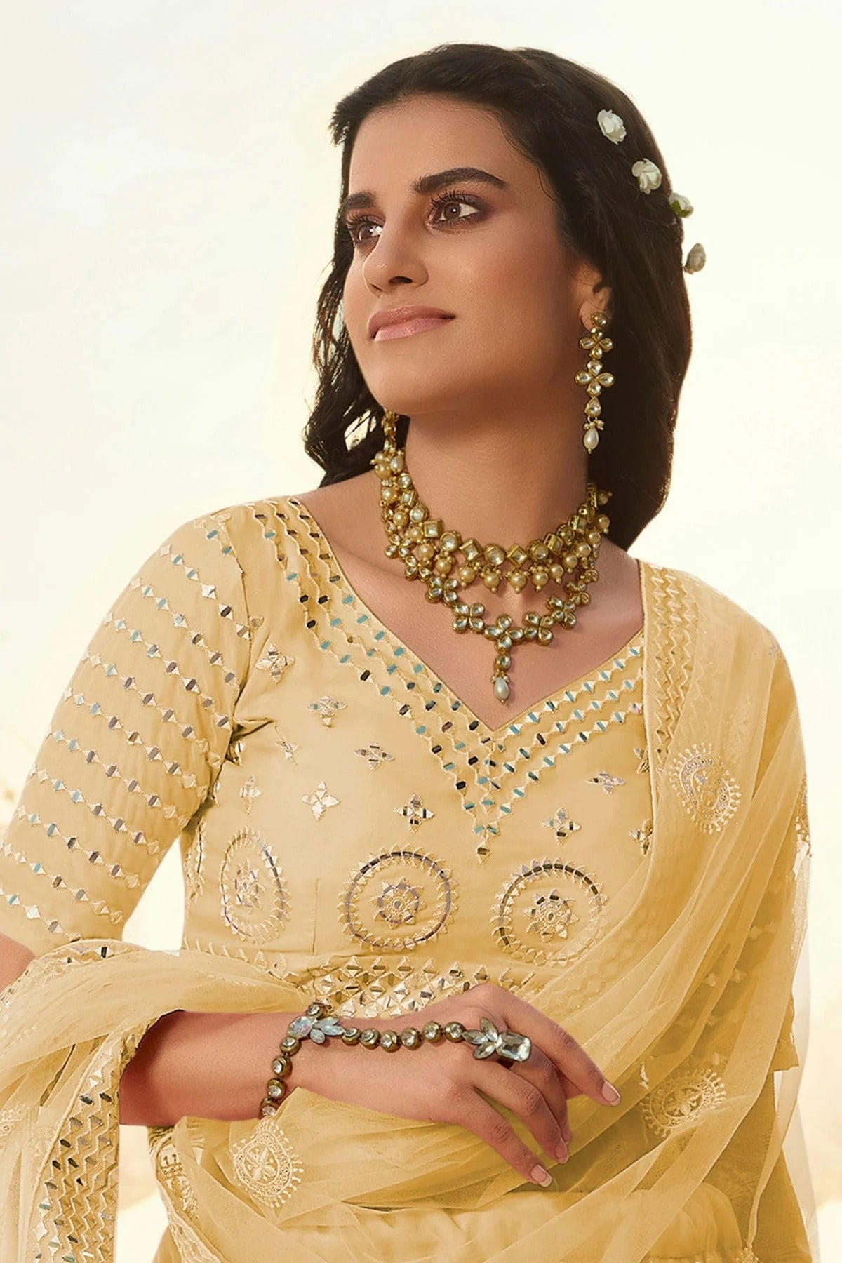 Yellow Colour Embroidery Organza Lehenga Choli LD1080695 A