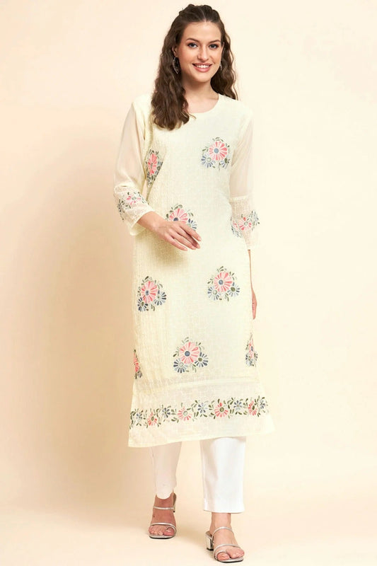 Yellow Colour Georgette Kurti KR1111064