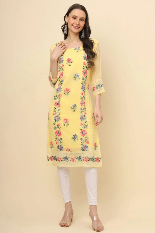 Yellow Colour Georgette Kurti KR1111193