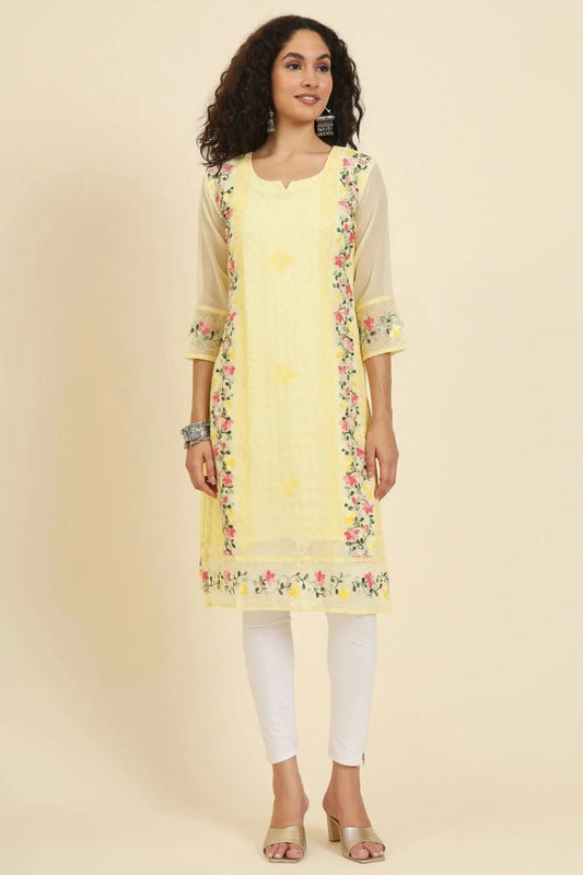 Yellow Colour Georgette Kurti KR1111237