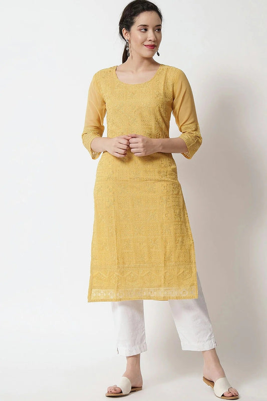 Yellow Colour Georgette Kurti KR1111276